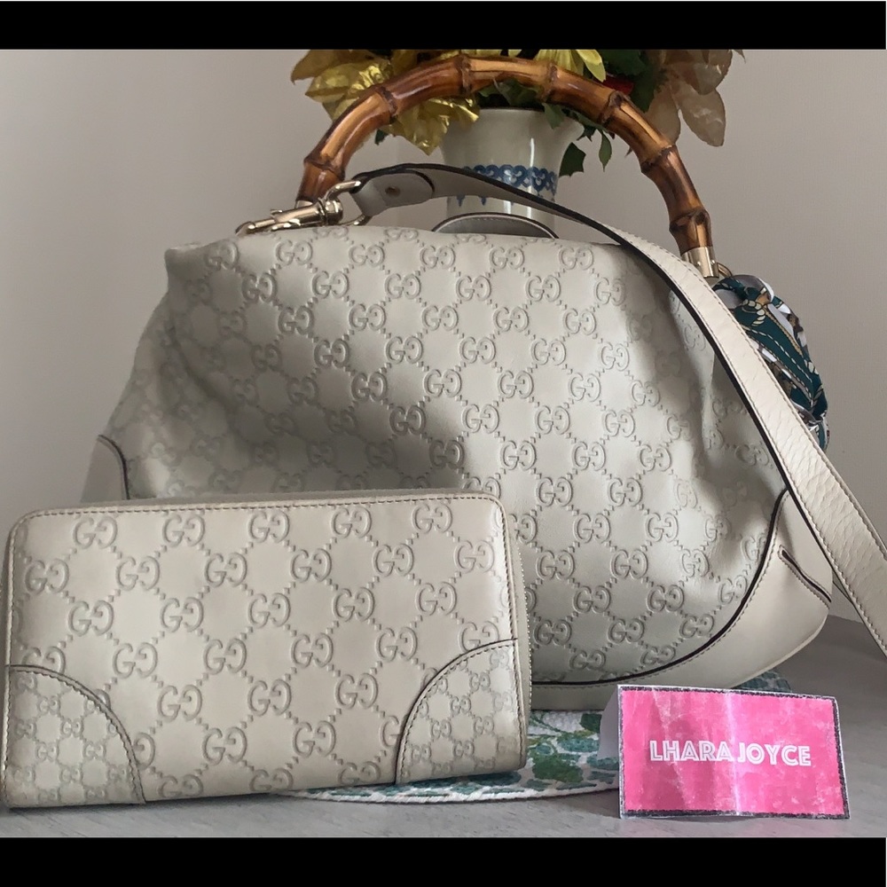 Authentic Gucci Leather two way bag plus zippy wallet bundle